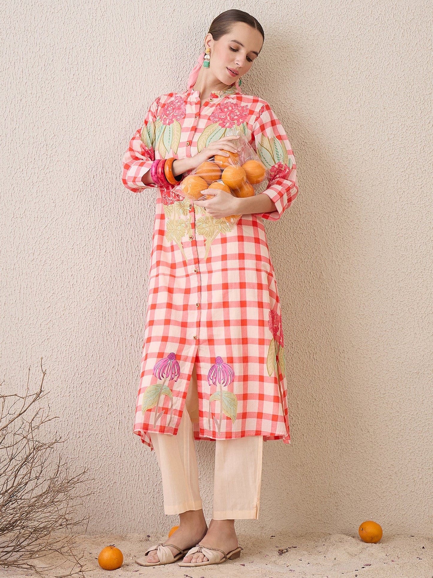 Multi Printed A-Line Kurta Trousers Set