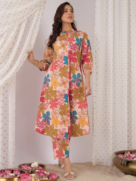 Multi Printed A-Line Kurta Trousers set