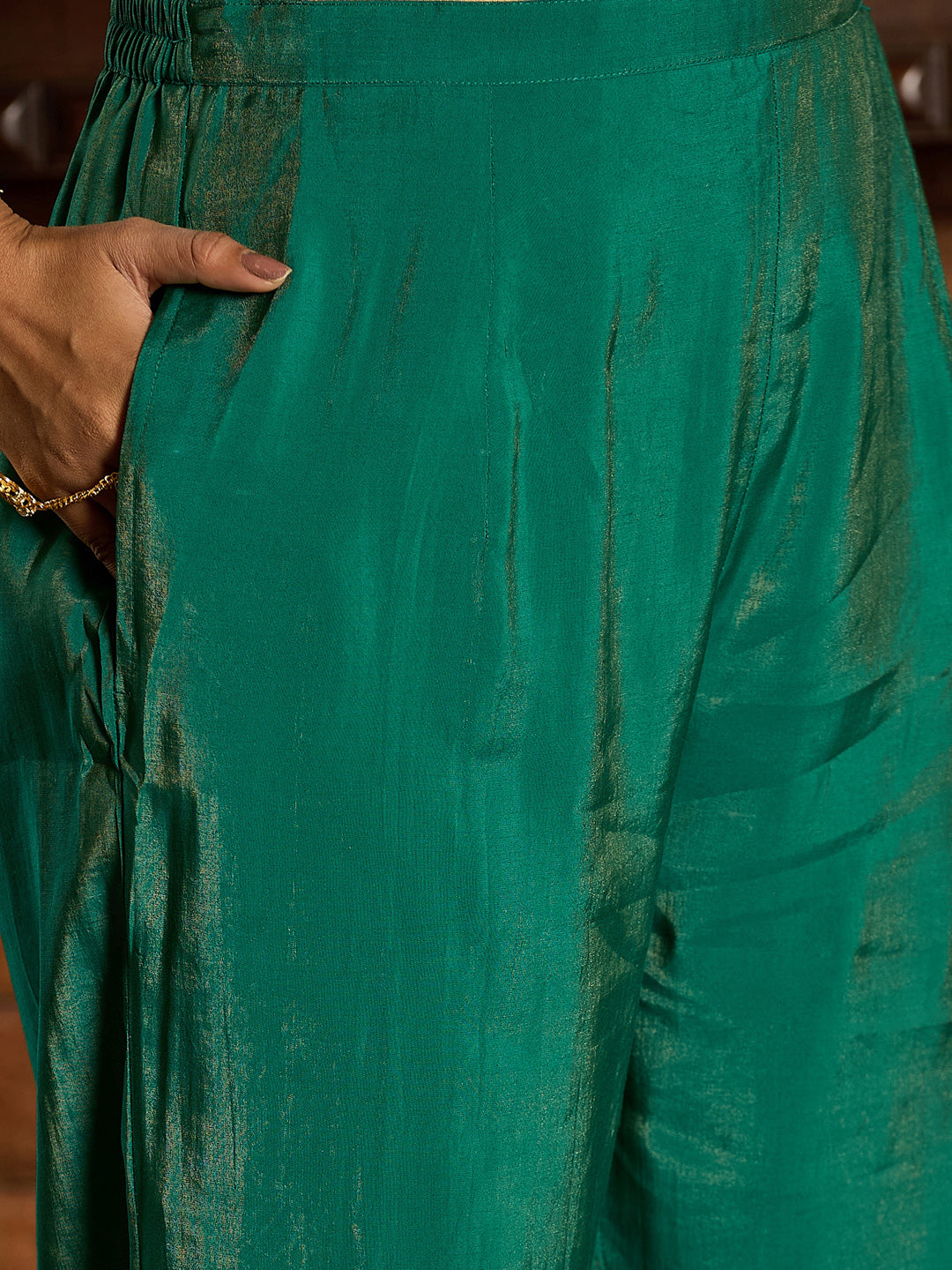 Indo Era Green  Straight Kurta Trousers With Dupatta Set