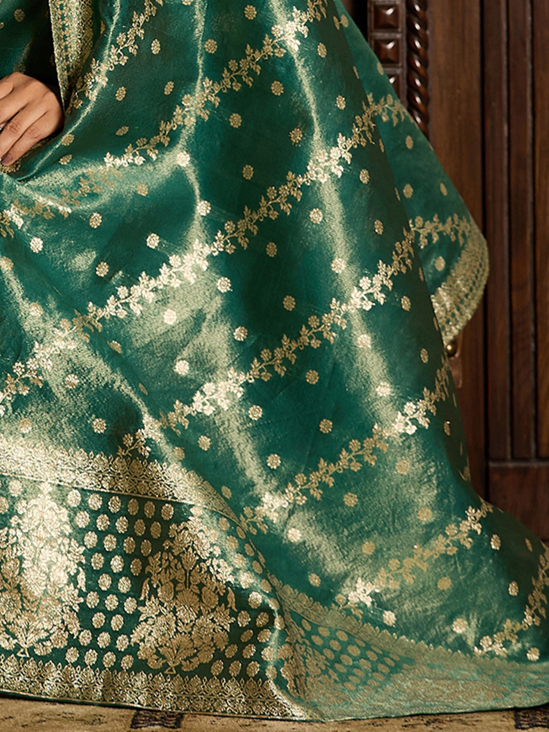 Indo Era Green  Straight Kurta Trousers With Dupatta Set