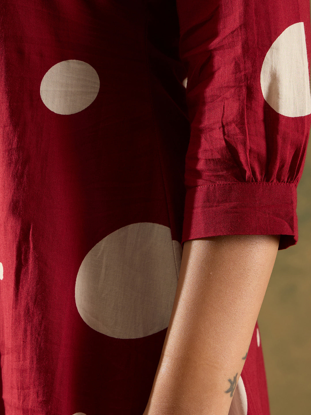 Maroon Printed A-Line Kurta Trousers set