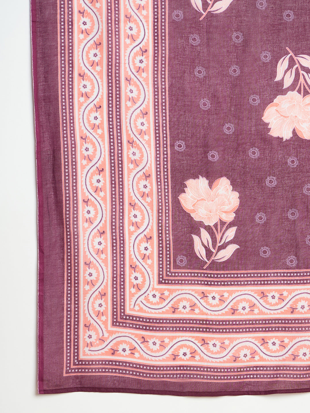 Indo Era Burgundy Printed Straight Kurta Trousers With Dupatta set
