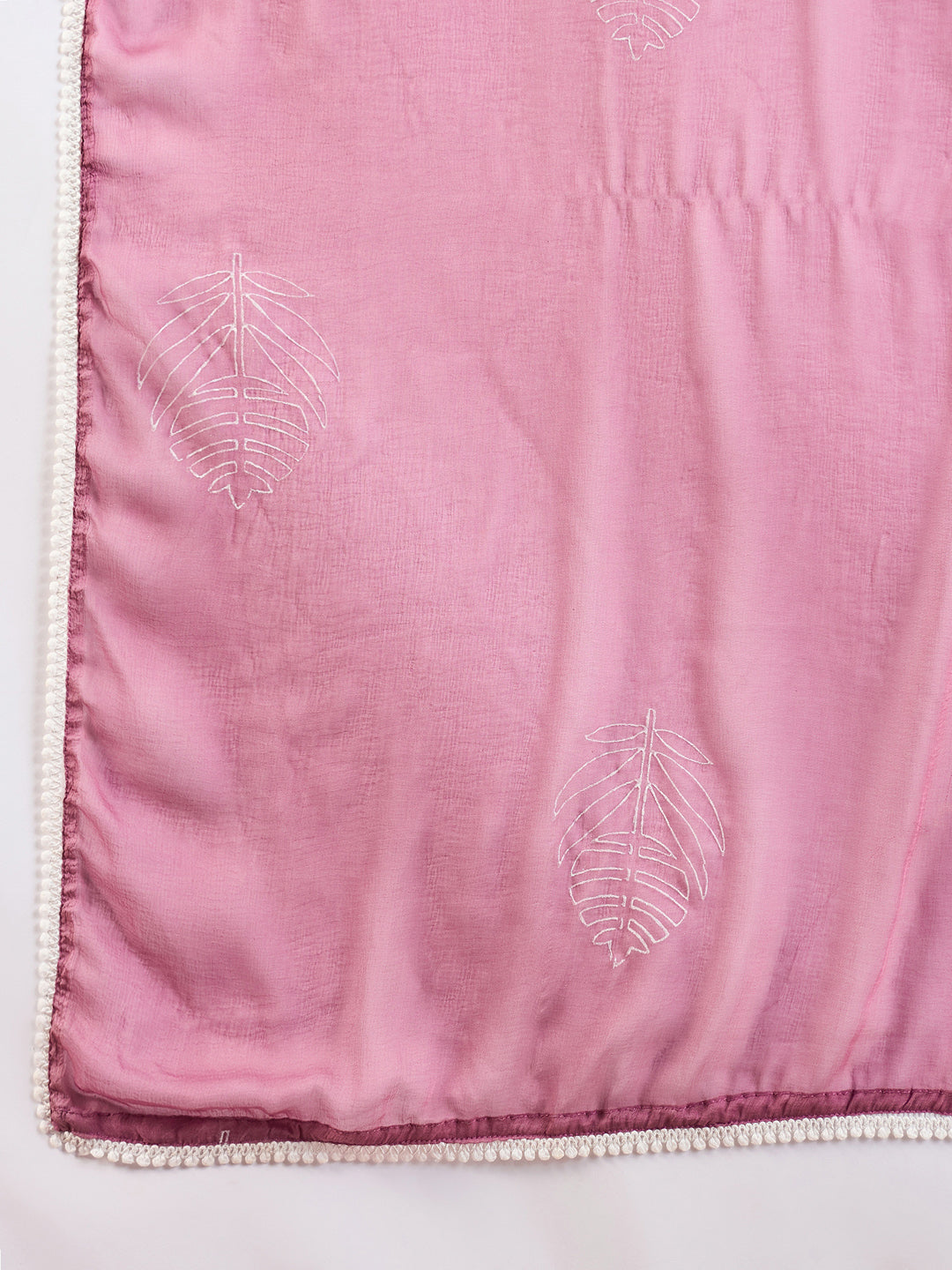 Mauve Embroidered Straight Kurta Trousers With Dupatta set