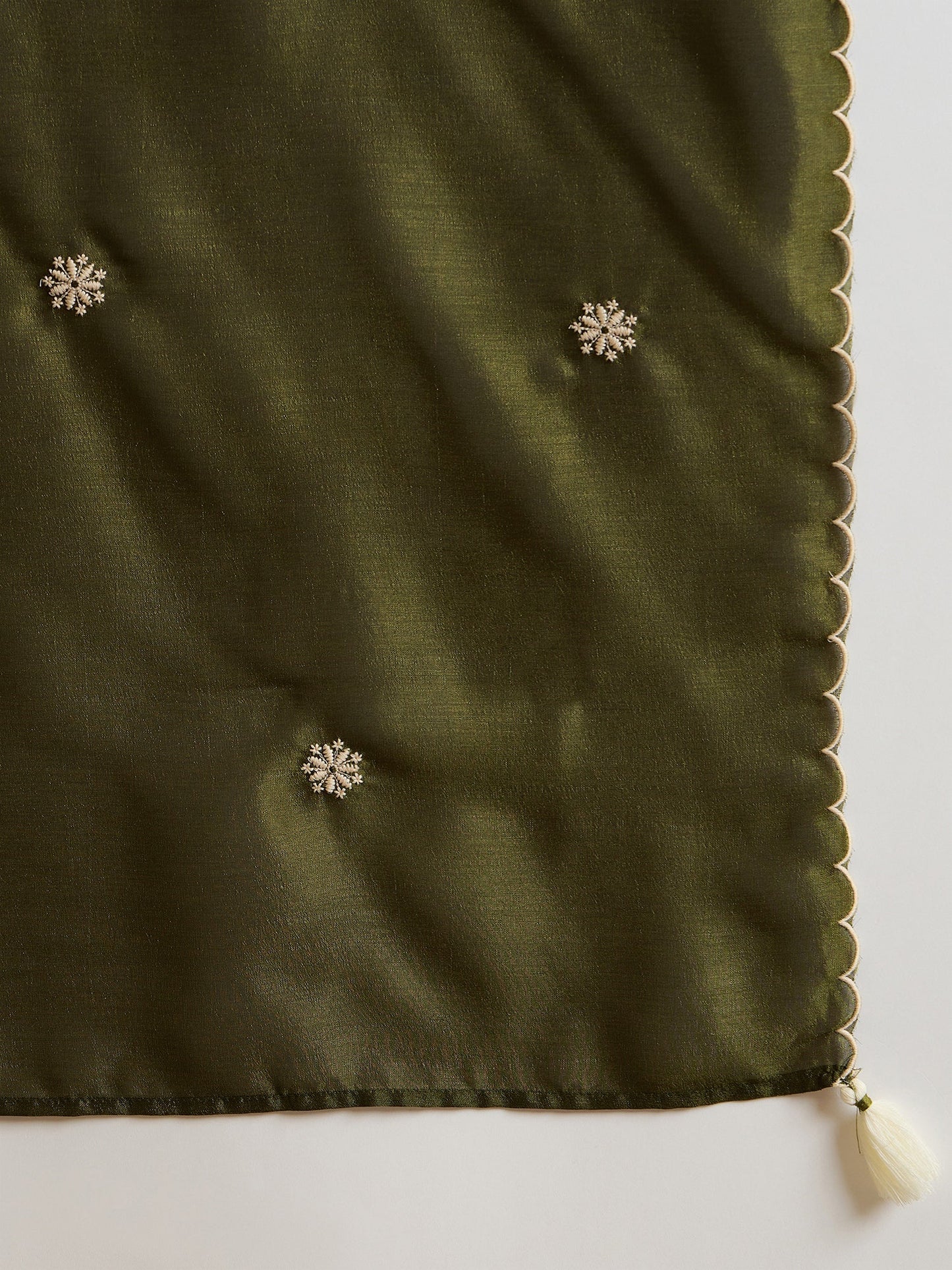 Green Embroidered Straight Kurta Trousers With Dupatta set