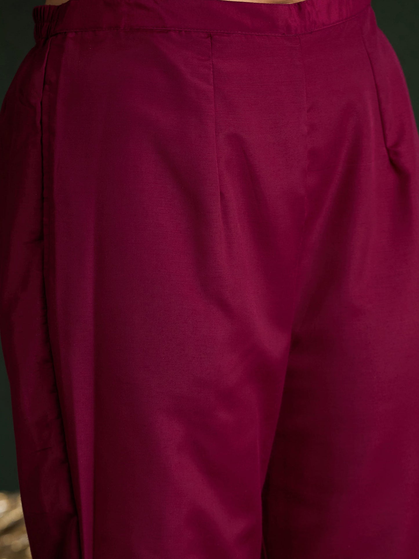 Indo Era Burgundy Embroidered Straight Kurta Trousers With Dupatta set