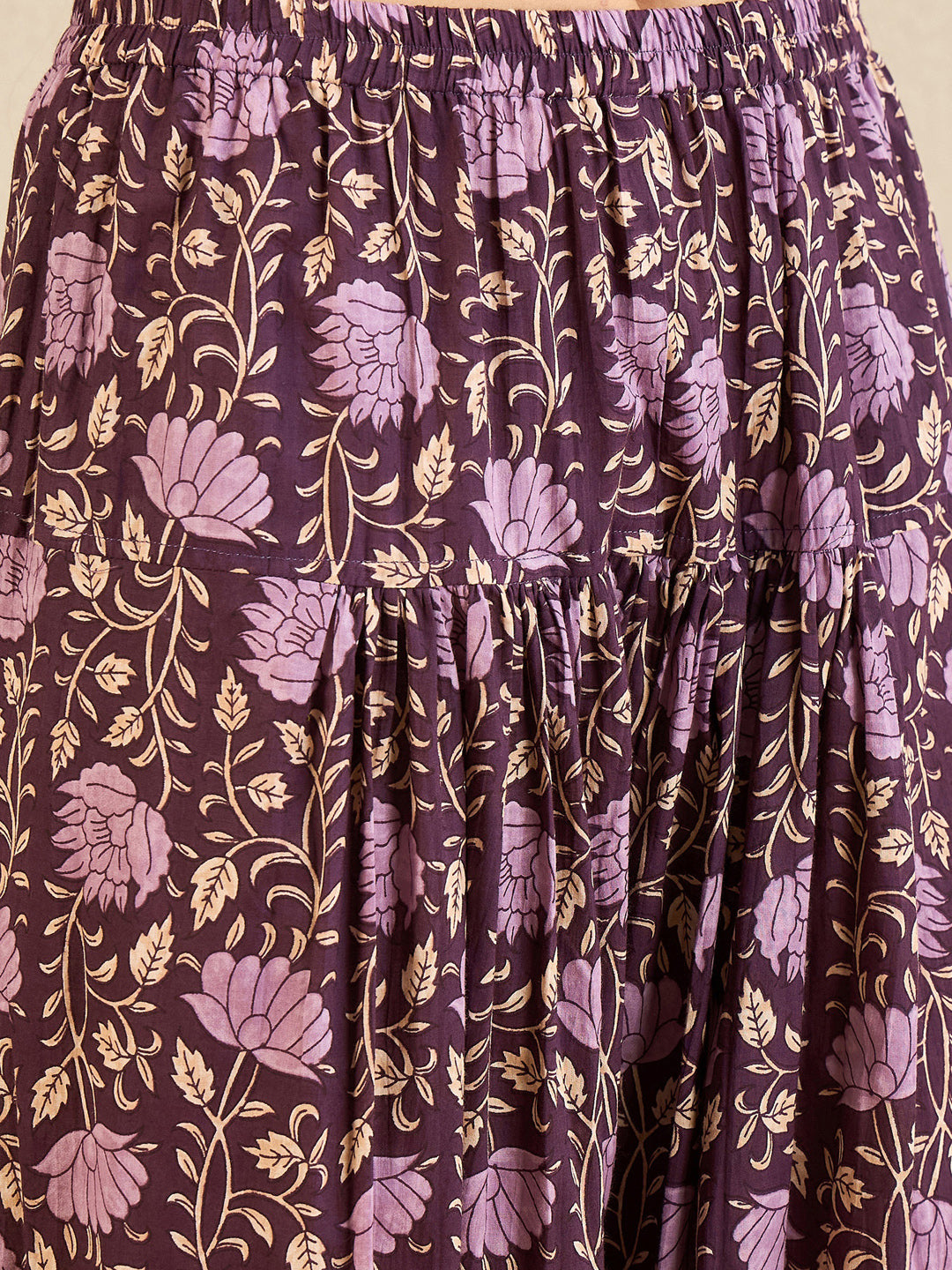 Indo Era Burgundy Yoke Design Straight Kurta Salwar With Dupatta set