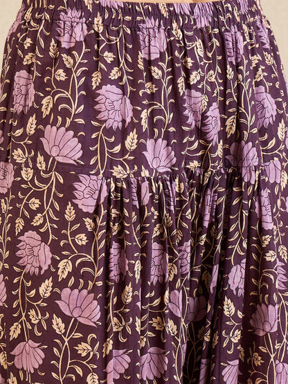 Indo Era Burgundy Yoke Design Straight Kurta Salwar With Dupatta set