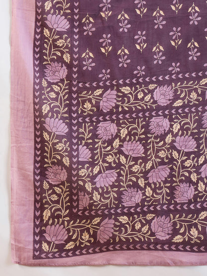 Indo Era Burgundy Yoke Design Straight Kurta Salwar With Dupatta set