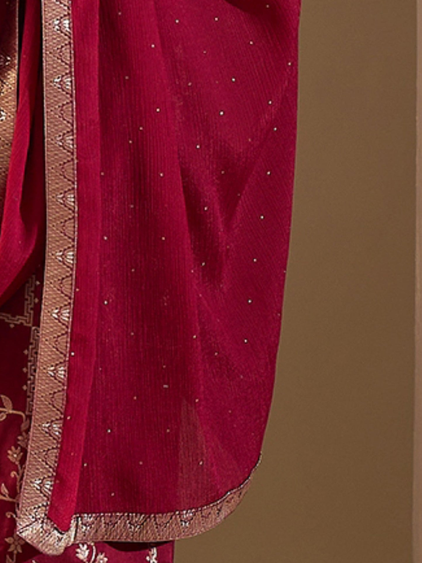Maroon Embroidered Straight Kurta Trousers With Dupatta set