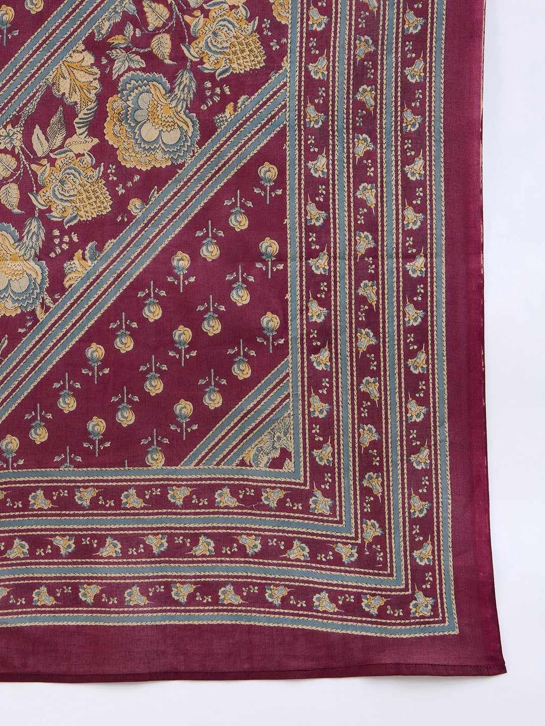 Indo Era Burgundy Printed Straight Kurta Salwar With Dupatta set