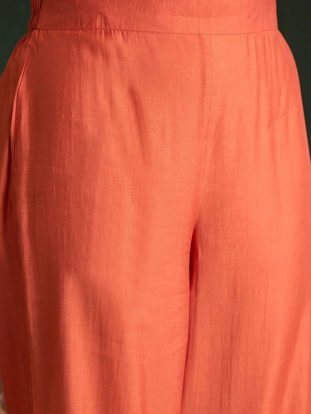Rust Embroidered Straight Kurta Trousers With Dupatta set