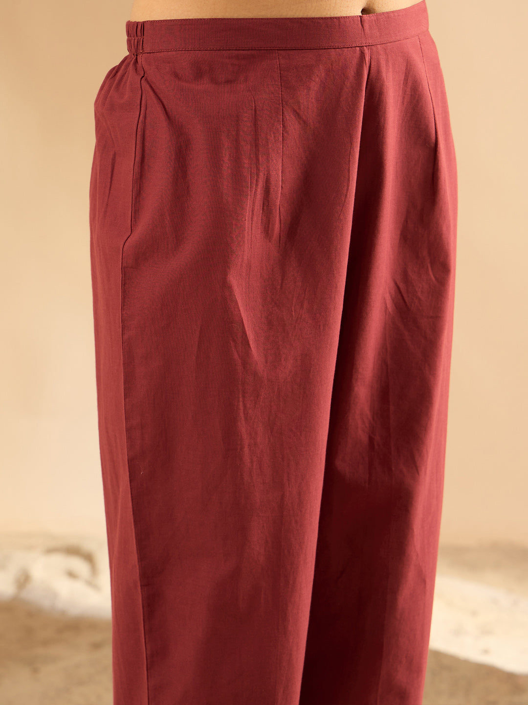 Maroon Printed Straight Kurta Trousers With Dupatta set