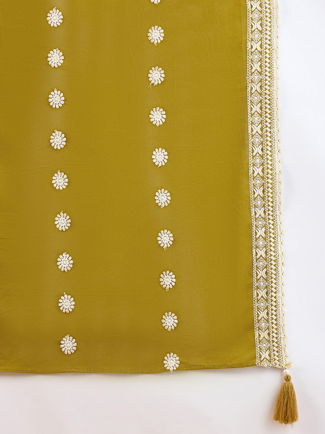 Indo Era Green Embroidered A-Line Kurta Trousers With Dupatta set