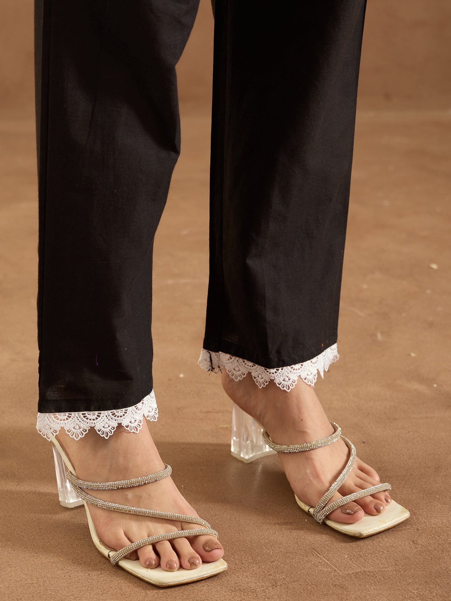 Indo Era Black Embroidered Straight Kurta Trousers set