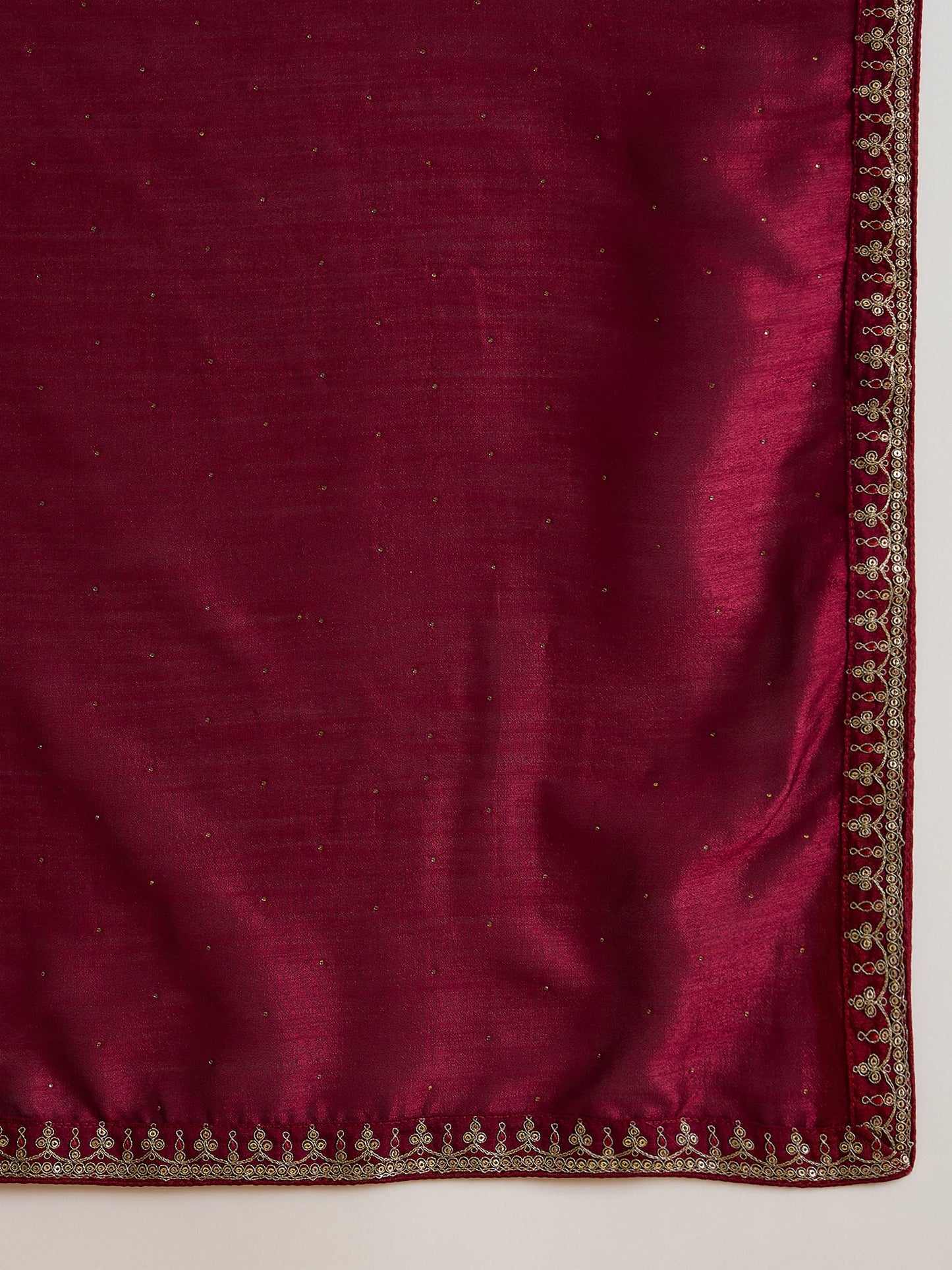 Maroon Embroidered Straight Kurta Trousers With Dupatta Set