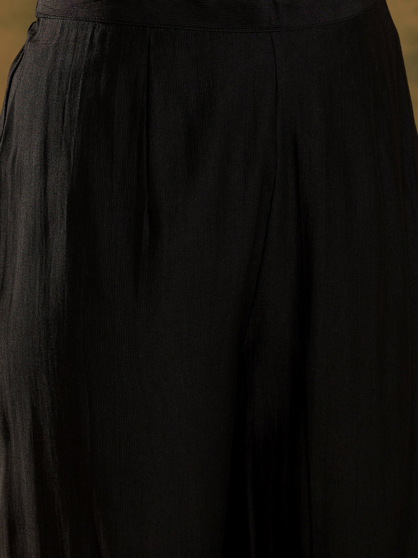 Black Embroidered Straight Kurta Trousers With Dupatta set
