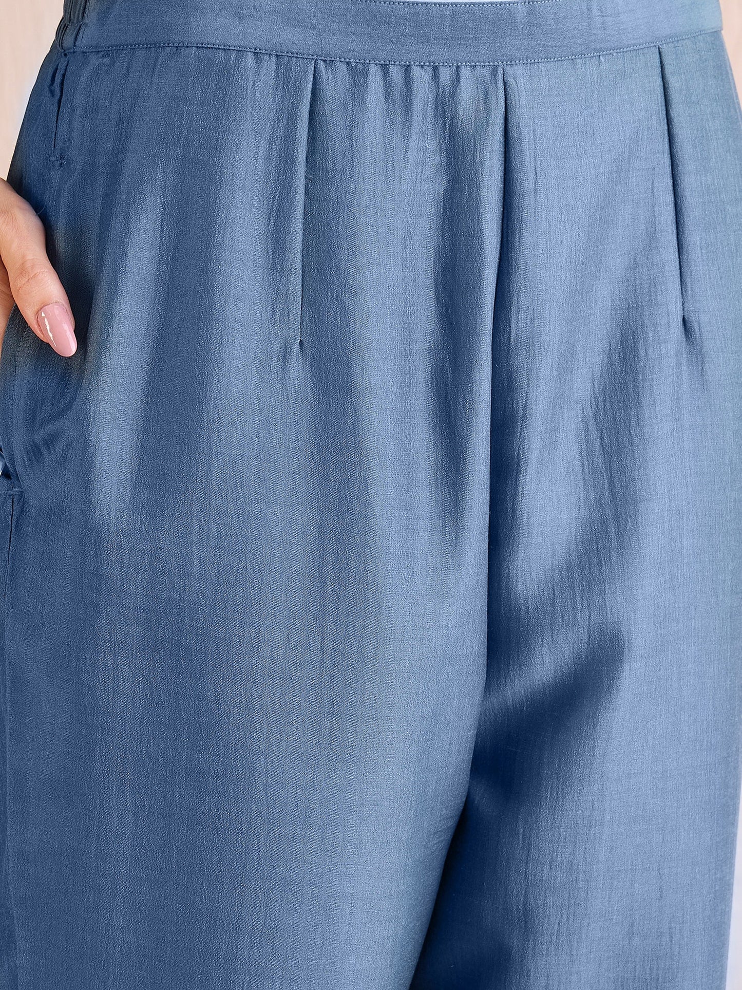 Indo Era Grey Embroidered Straight Kurta Trousers With Dupatta set