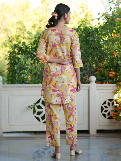 Multicolor Pure Cotton Floral Printed Straight Co-ord Set