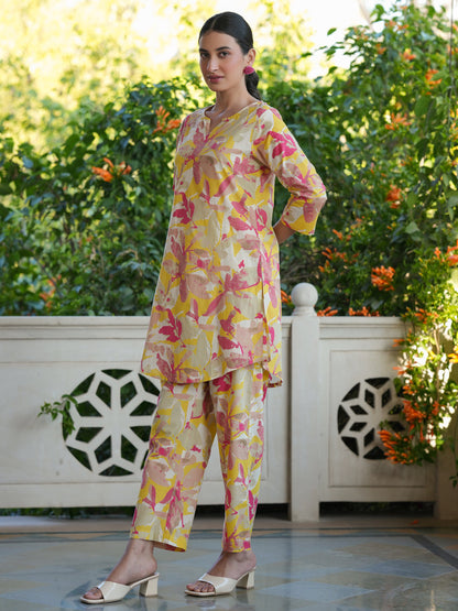 Multicolor Pure Cotton Floral Printed Straight Co-ord Set