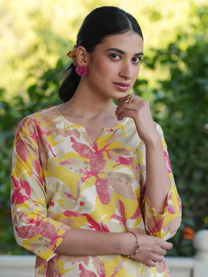Multicolor Pure Cotton Floral Printed Straight Co-ord Set