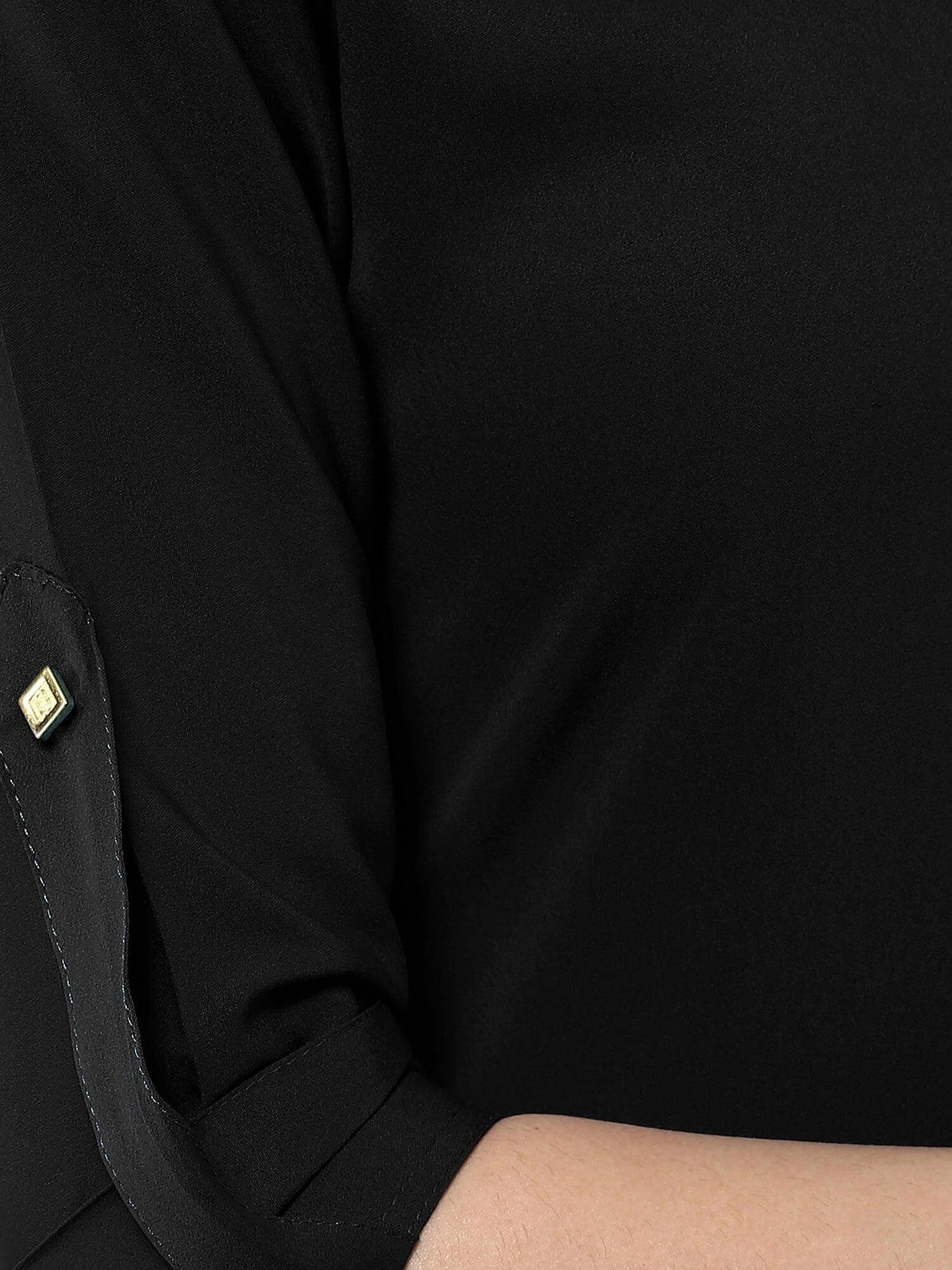 Black Poly Crepe Solid High Low Kurta