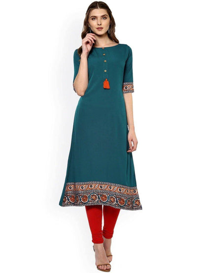 Turquoise Poly Crepe Kurta