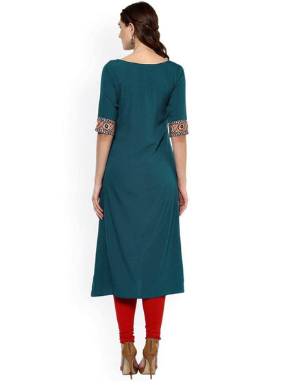 Turquoise Poly Crepe Kurta