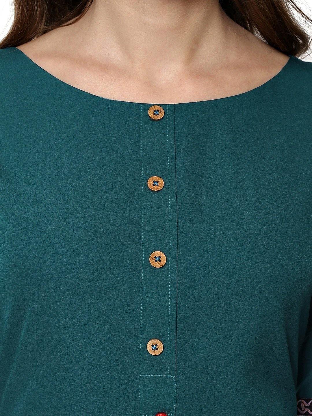 Turquoise Poly Crepe Kurta