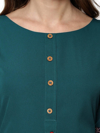 Turquoise Poly Crepe Kurta