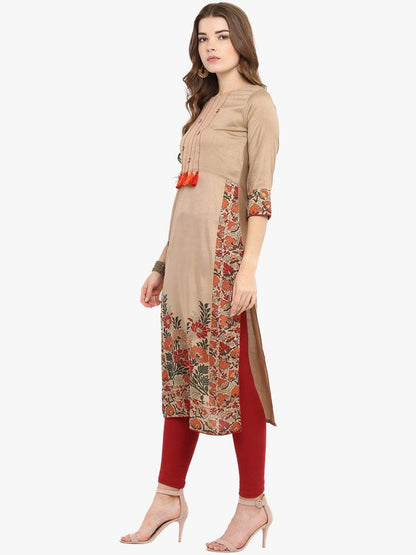 Light Brown Poly Silk Kurta