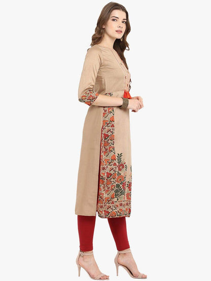 Light Brown Poly Silk Kurta