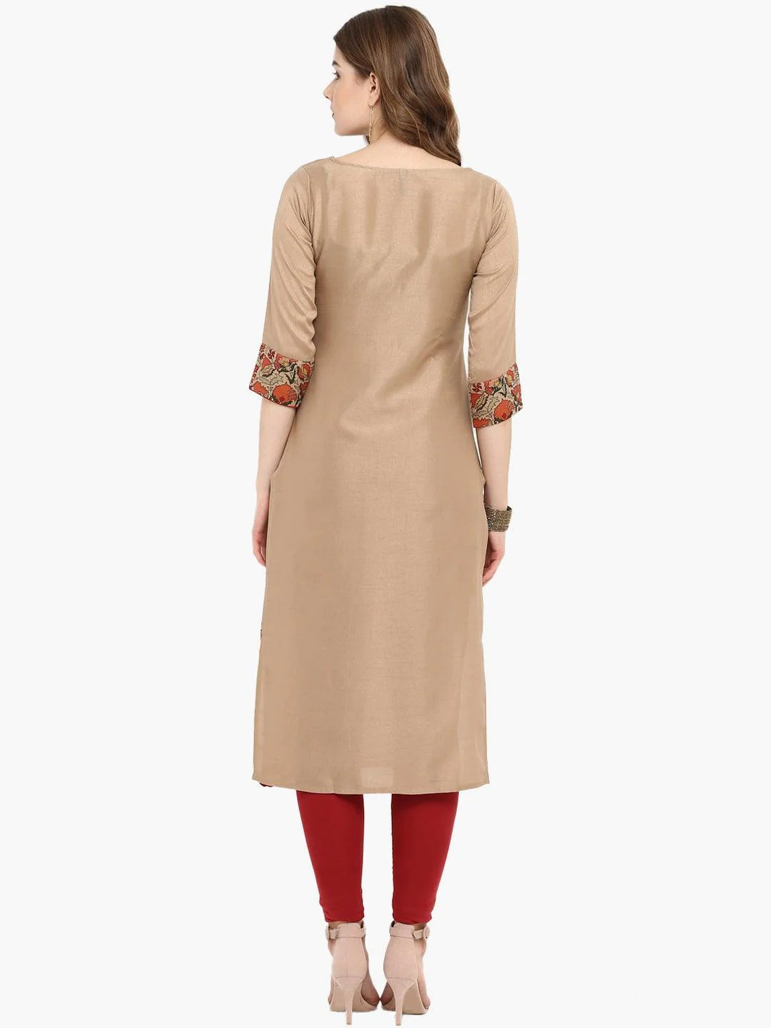 Light Brown Poly Silk Kurta