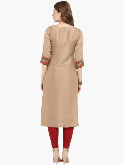 Light Brown Poly Silk Kurta