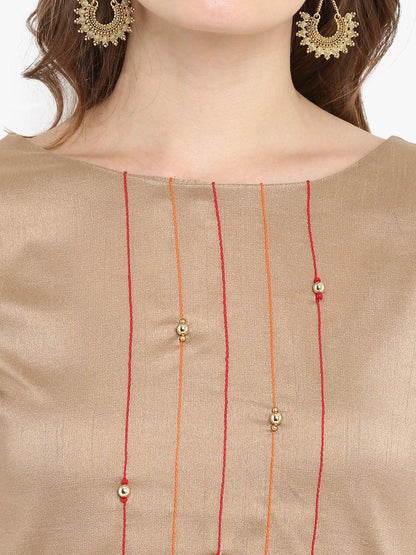 Light Brown Poly Silk Kurta