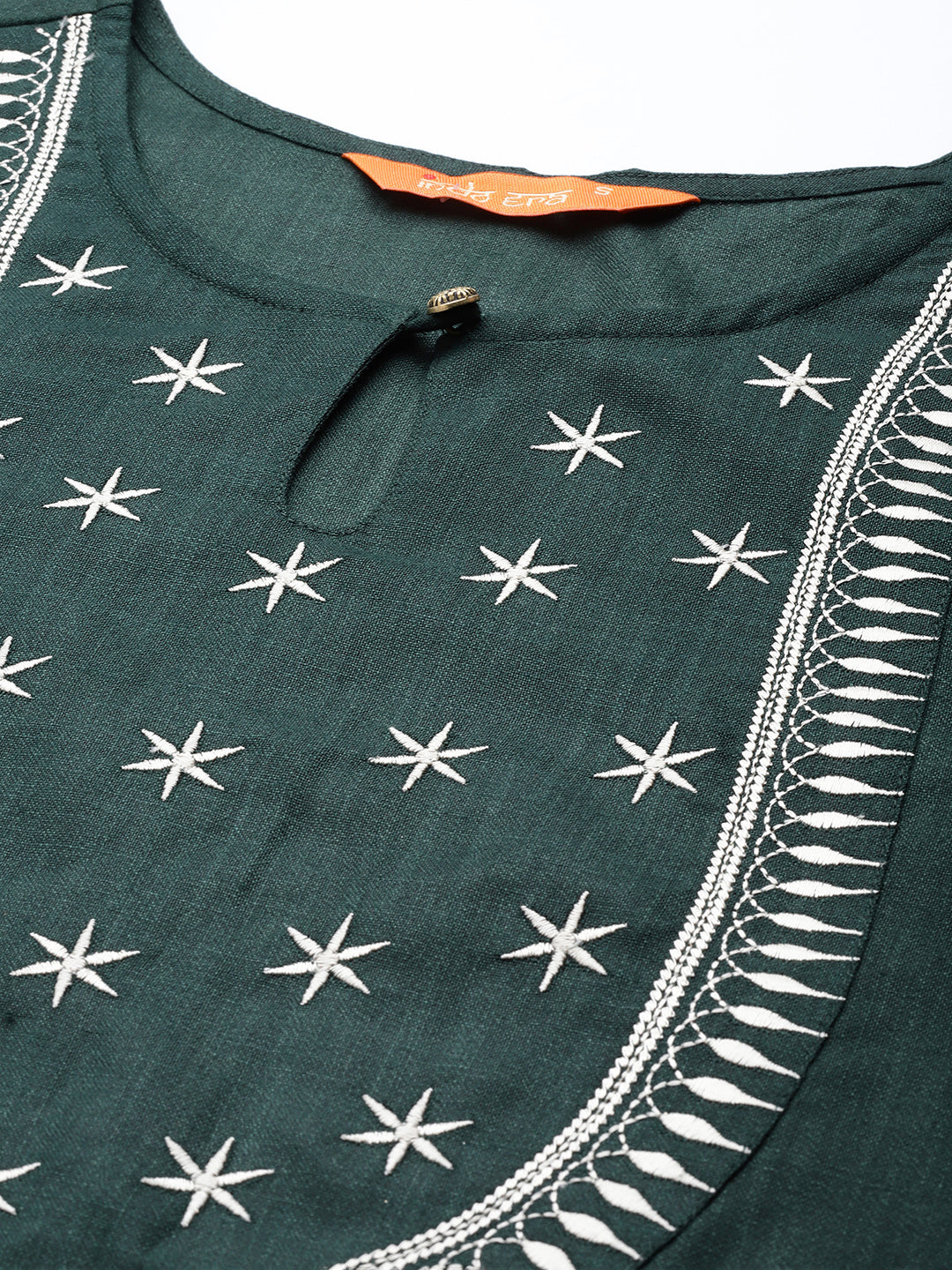 Indo Era Green Solid Straight Kurta Trouser With Dupatta Set