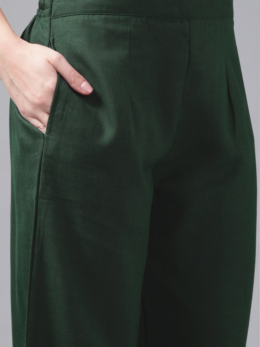 Indo Era Green Foil Printed Straight Kurta Palazzo With Dupatta Set