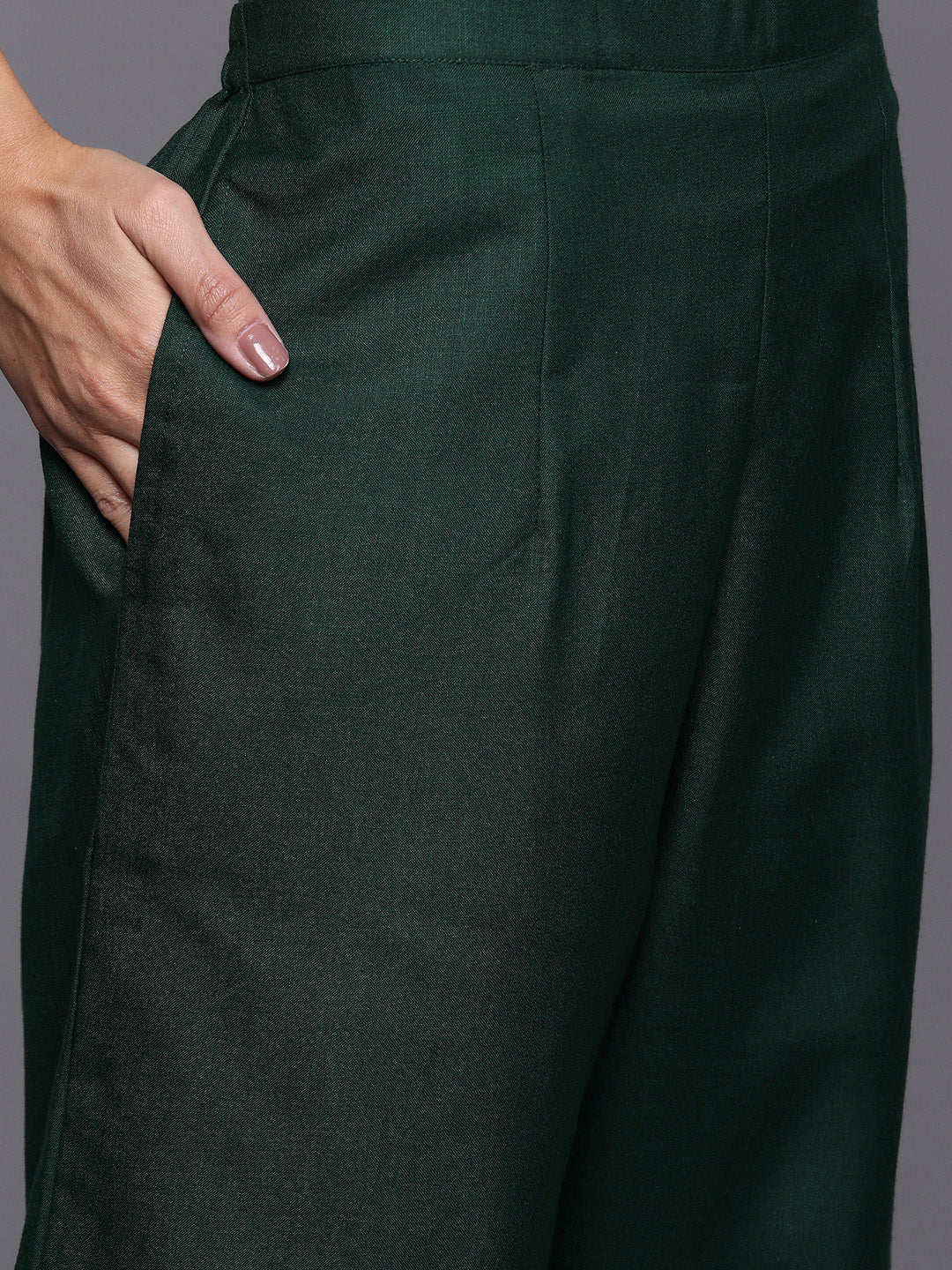Indo Era Green Foil Printed Straight Kurta Palazzo With Dupatta Set