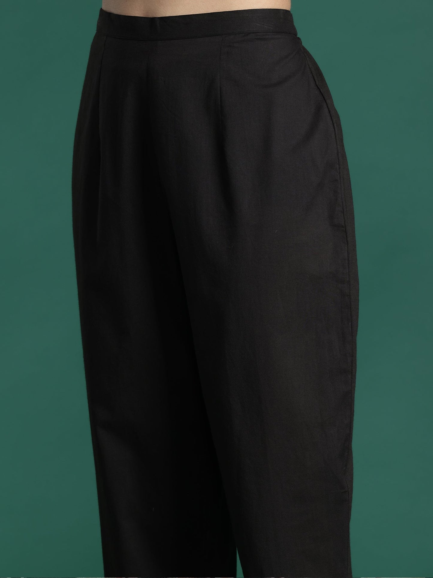 Indo Era Black Printed A-Line Kurta Trousers With Dupatta set