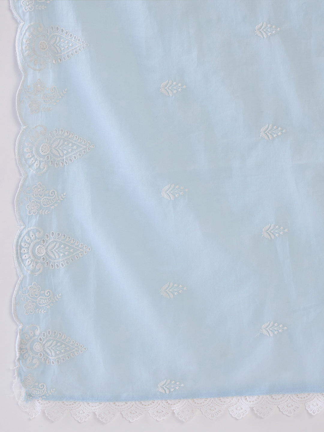 Blue Embroidered Anarkali Kurta Trousers With Dupatta set