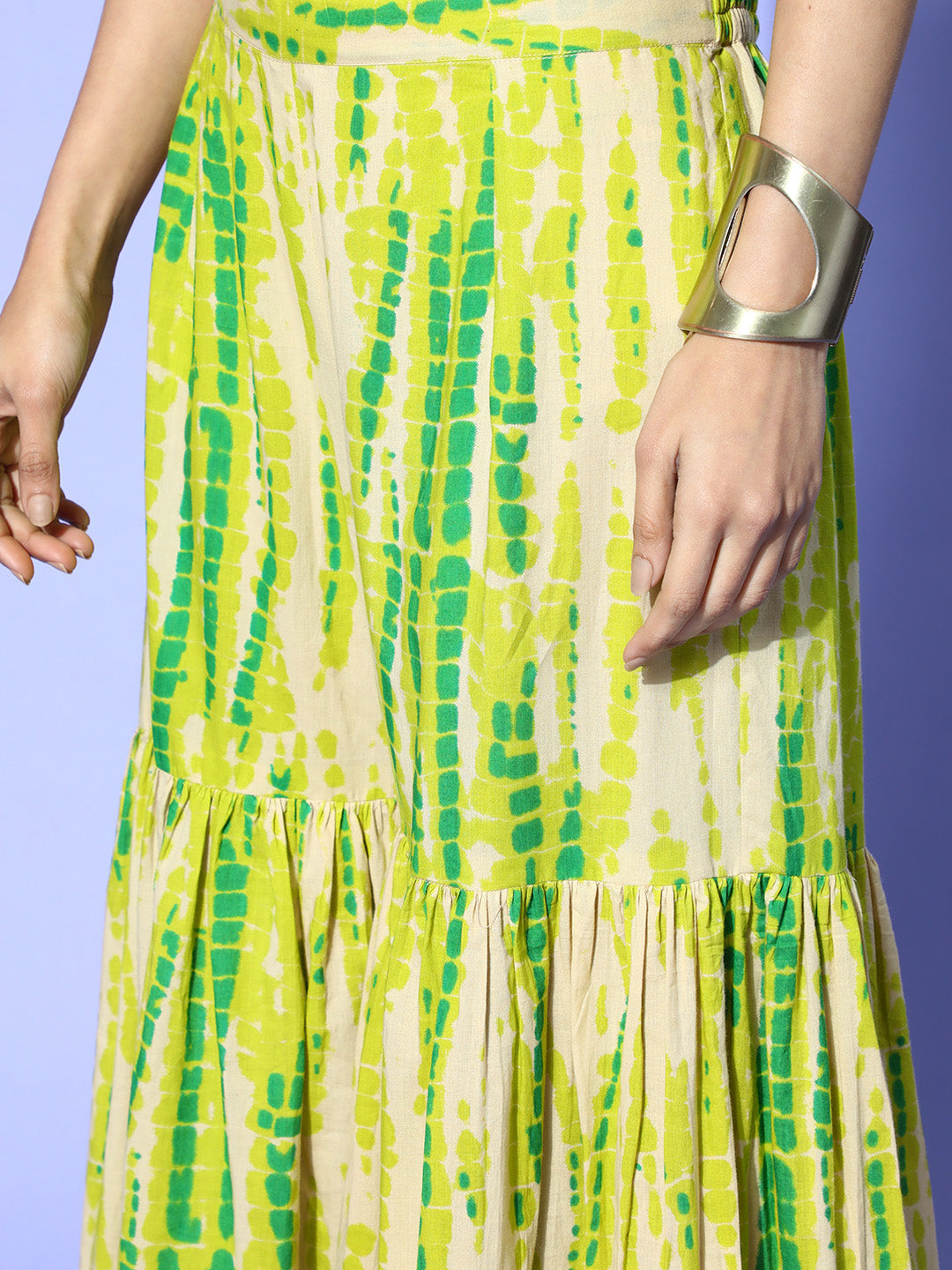 Indo Era Green Tie & Dye A-Line Kurta Sharara With Dupatta Set