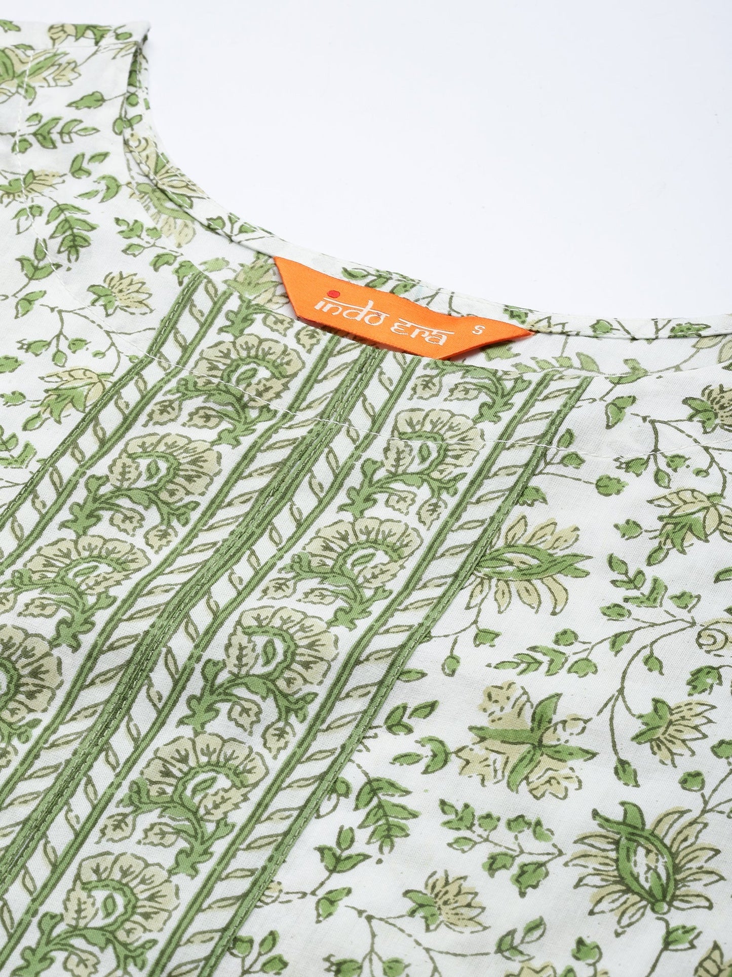 Indo Era Green Printed Straight Kurta Trousers With Dupatta Set
