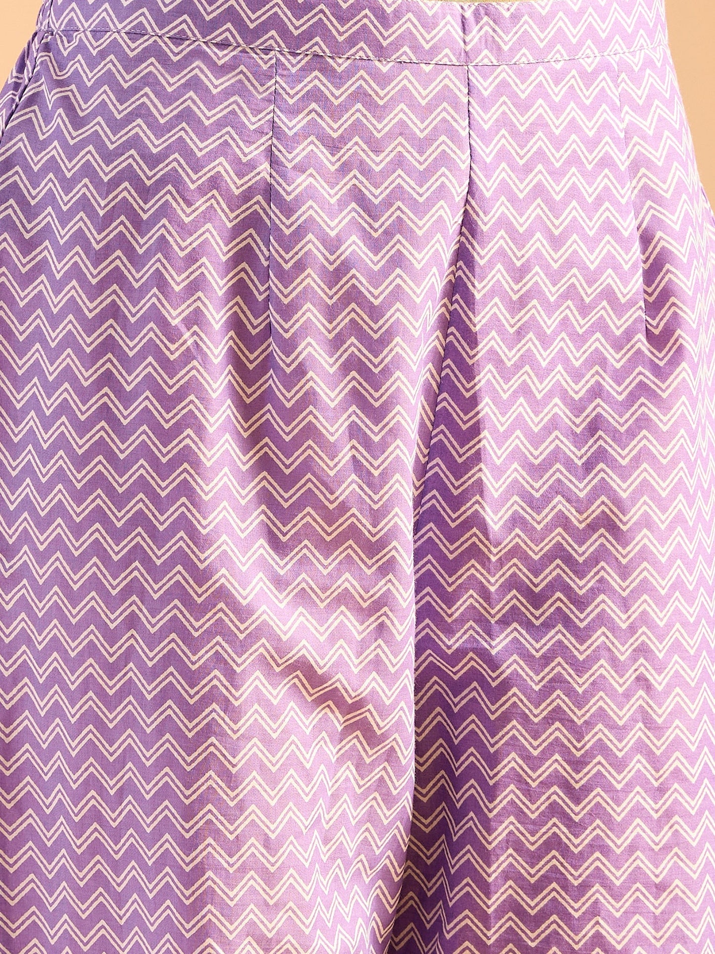 Indo Era Lavender Printed Straight Kurta Trousers With Dupatta set