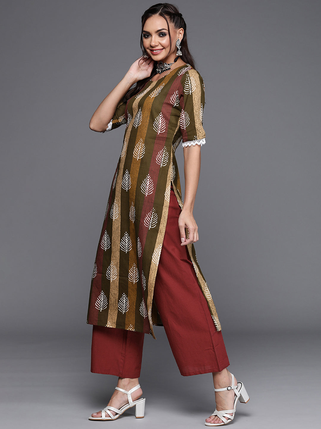 Multi Printed Straight Kurta Trouser With Dupatta Set