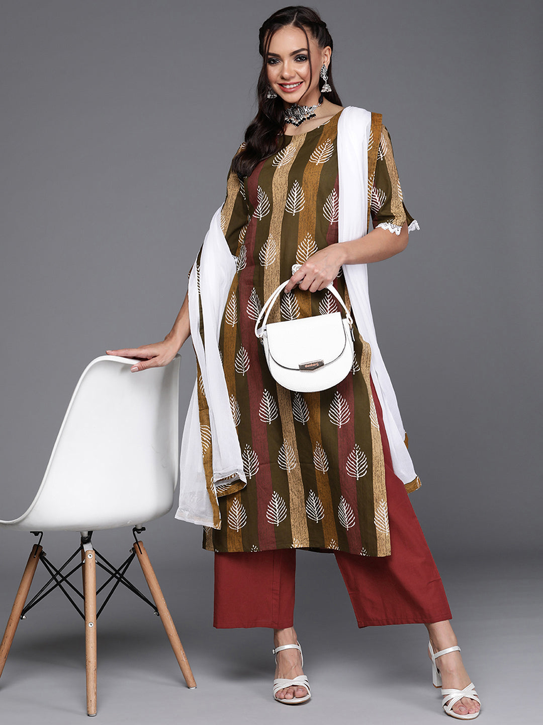 Multi Printed Straight Kurta Trouser With Dupatta Set