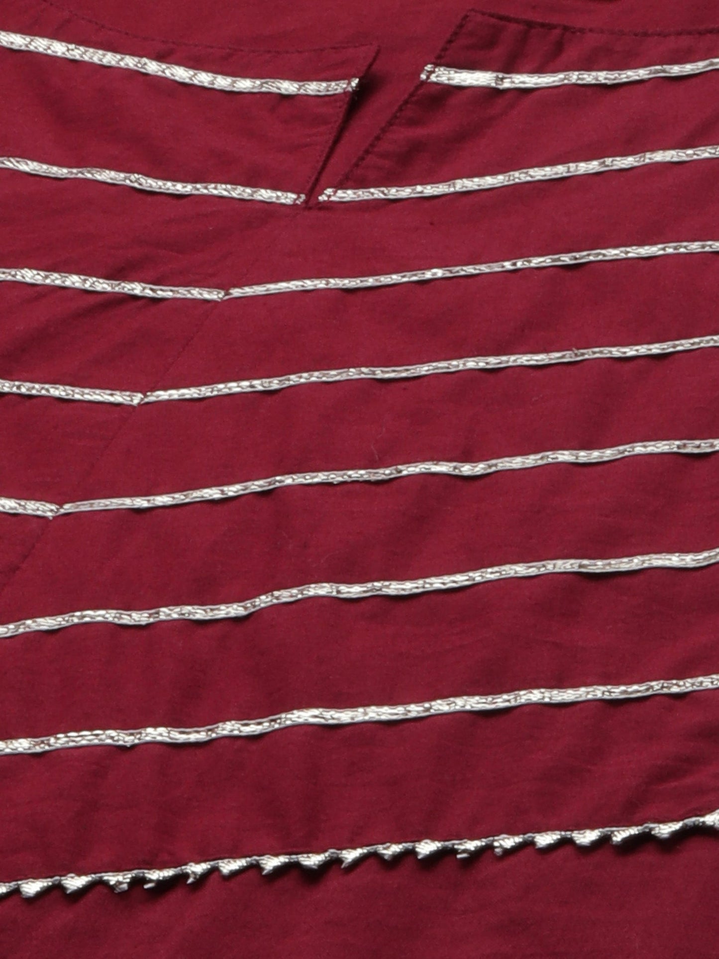 Maroon Solid Yoke Kurta Palazzo With Hand Made Dupatta Set