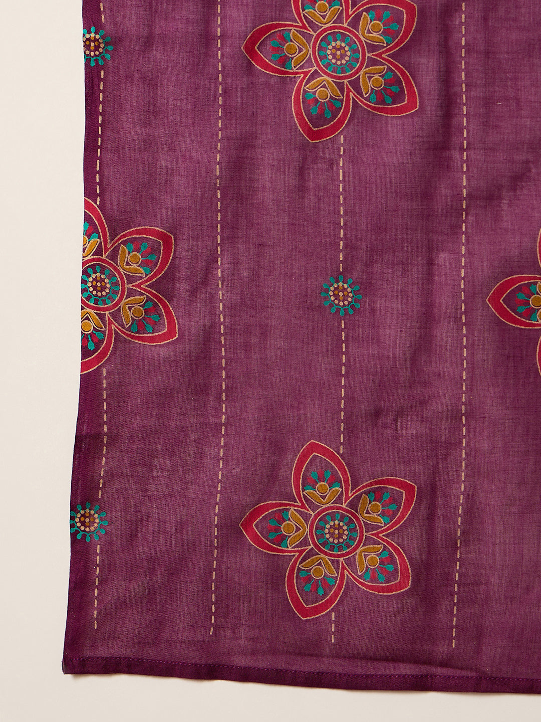 Indo Era Burgundy Printed Straight Kurta Trousers With Dupatta set