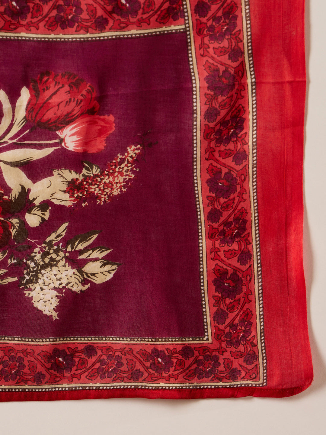 Indo Era Burgundy Printed Straight Kurta Trousers With Dupatta set