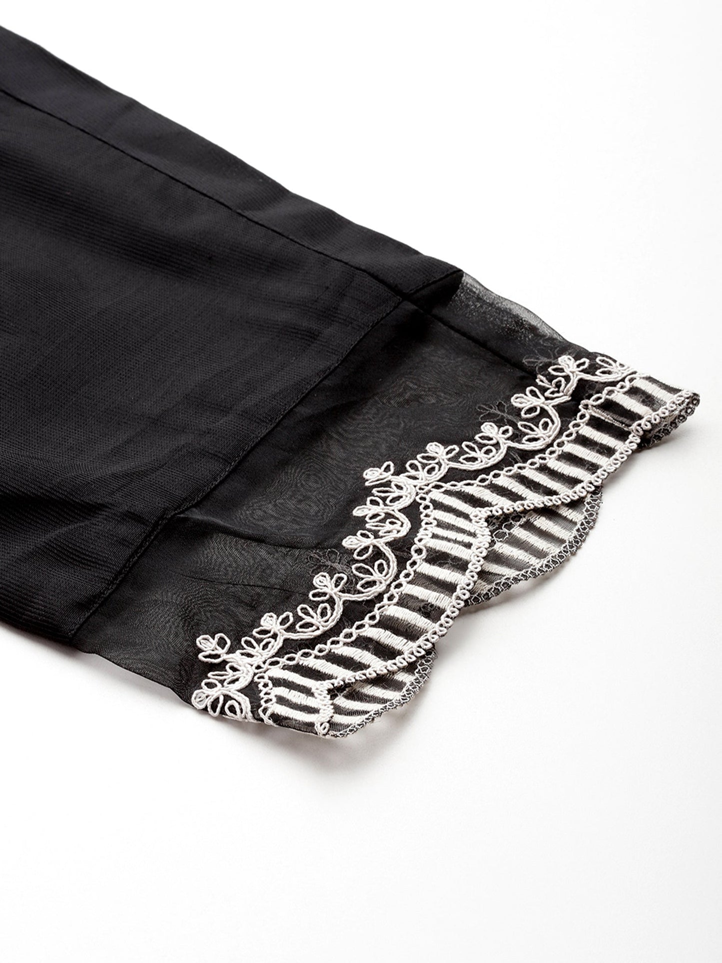 Indo Era Floral Yoke Design Regular Thread Work Liva Kurta with Trousers & Dupatta