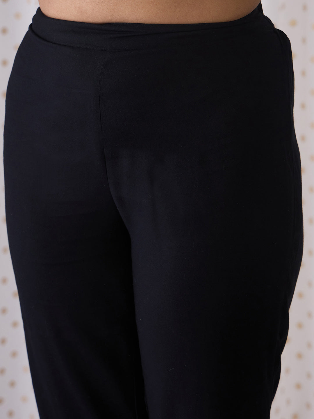Indo Era Black Embroidered Straight Kurta Trousers With Dupatta set