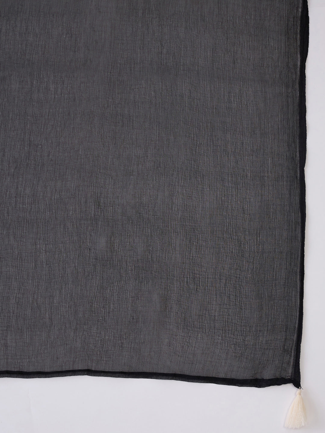 Indo Era Black Embroidered Straight Kurta Trousers With Dupatta set